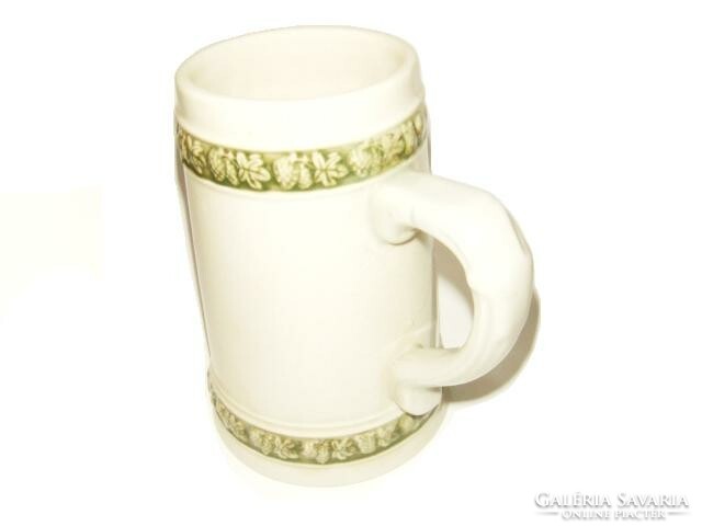 Zsolnay pitcher, embossed writer heavy strawberry ornament cup
