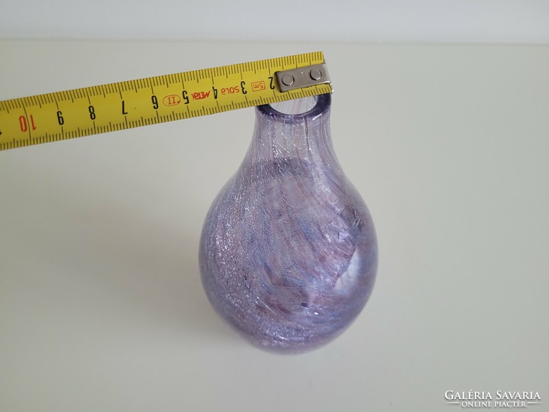 Retro Karcagi Berekfürdői színátmenetes repesztett fátyolüveg mid century üveg váza