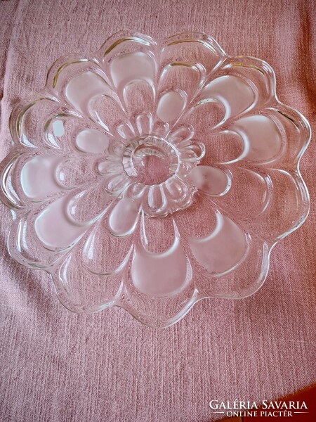 Molded glass cake plate with base, 35 cm diameter