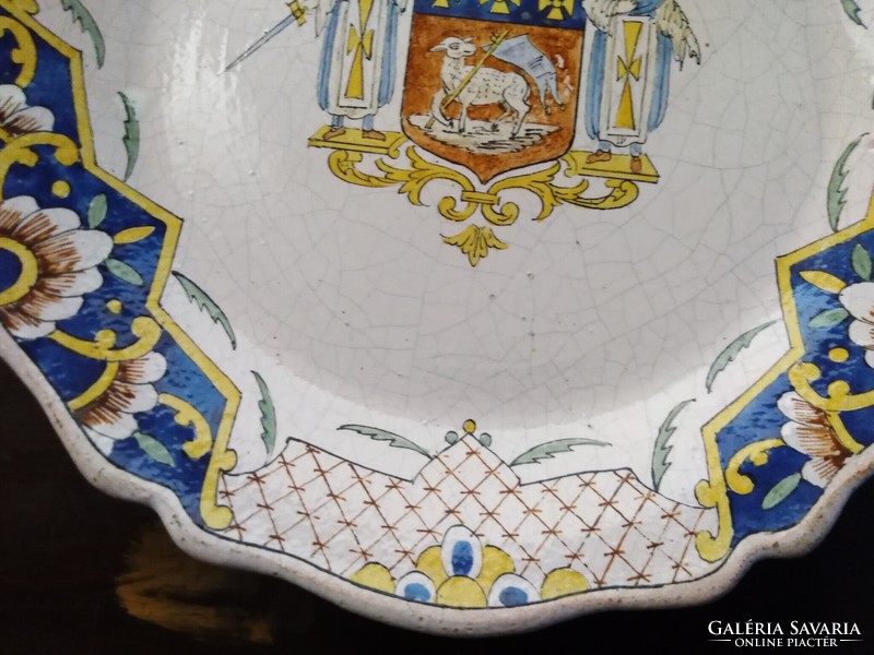 Antik címeres Francia fajansz tányér
