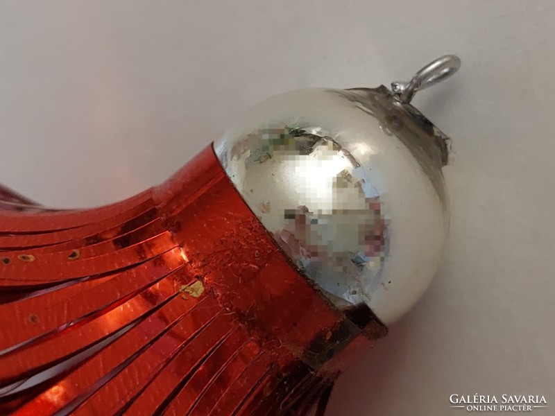 Old glass Christmas tree decoration red lamellar glass decoration