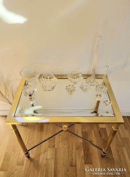Hollywood regency stílusú vintage üvegasztal, dohányzóasztal