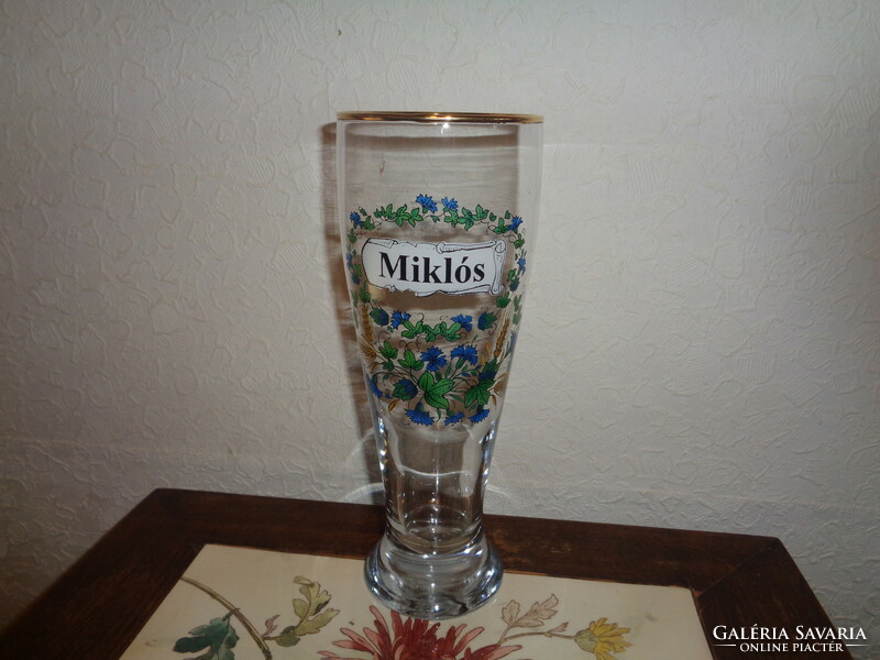 Painted beer glass, half liter, for Saint Nicholas' name day