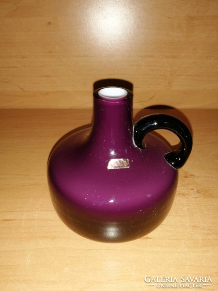 Marked theresienthal bavarian glass two-layer purple vase with handles - 8.5 cm high (23/d)