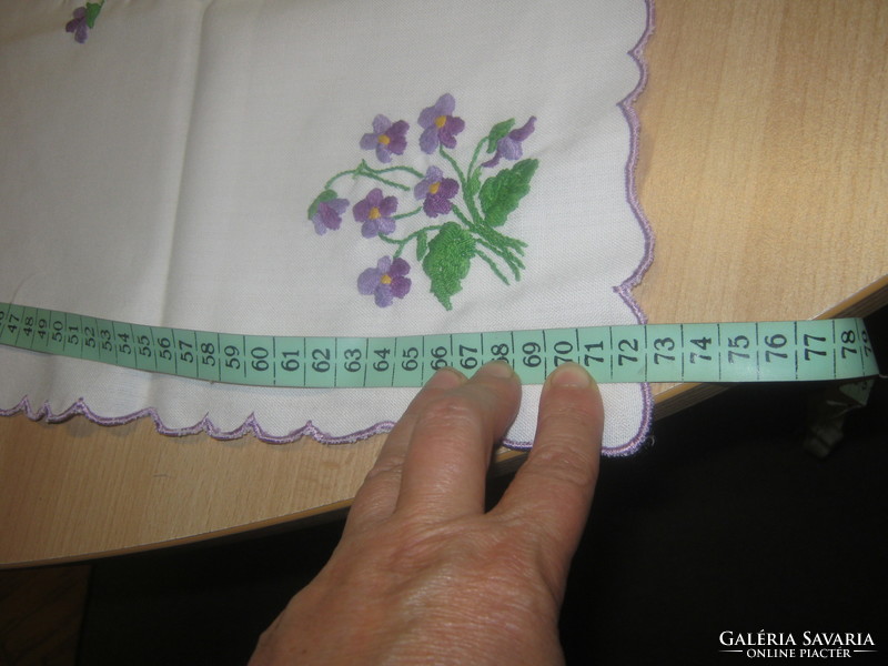 Embroidered violet runner tablecloth
