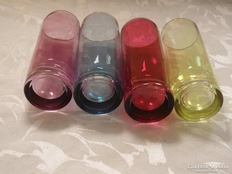 Retro színes üveg csőpohár ( 4 db. )