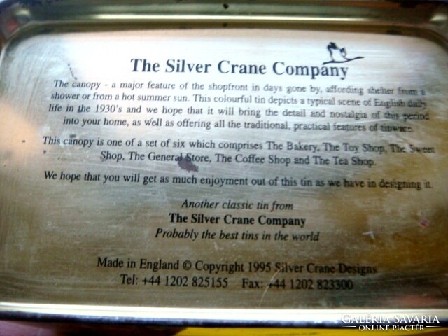 Régi silver crane lemez doboz, nosztalgikus tea tartó csuklós fedéllel