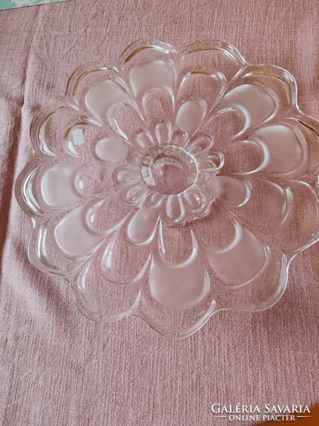 Molded glass cake plate with base, 35 cm diameter