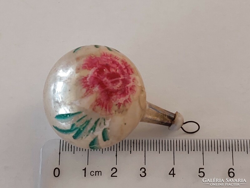 Old glass Christmas tree ornament mini floral sphere glass ornament