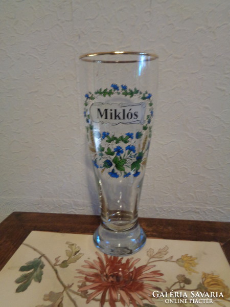 Painted beer glass, half liter, for Saint Nicholas' name day