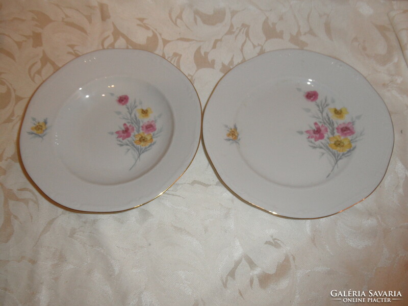 German porcelain flat and deep plate, tableware set with poppies (12 pcs.)