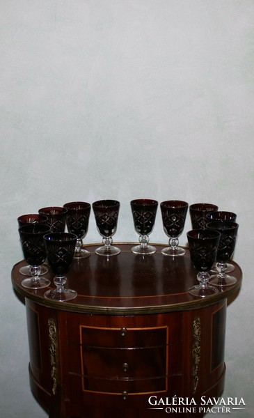 Incomparably beautiful 12-person flawless short drink crystal glass set + brandy holder