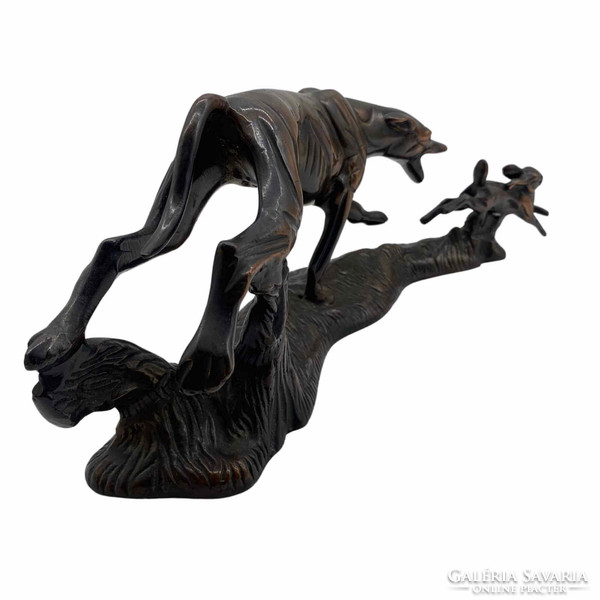 Art Deco stílusú bronz szobor - nyúlhajtás-M01313