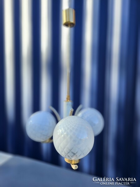 Mid century, Sputnik chandelier, with 3 glass globes