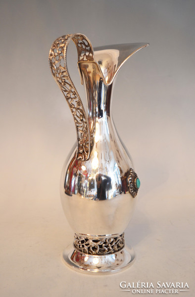 Silver jug with openwork decoration, decorated with semi-precious stones