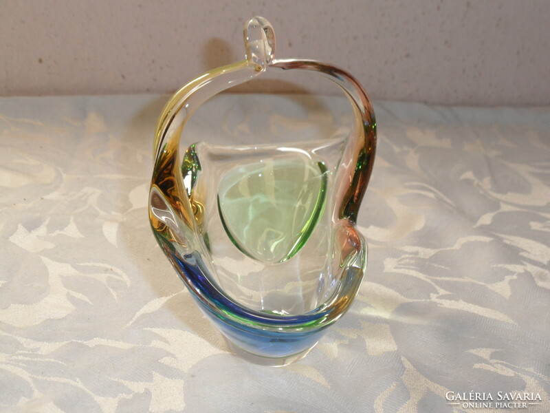 Frantisek Zemek üveg kosár, asztalközép, kínáló