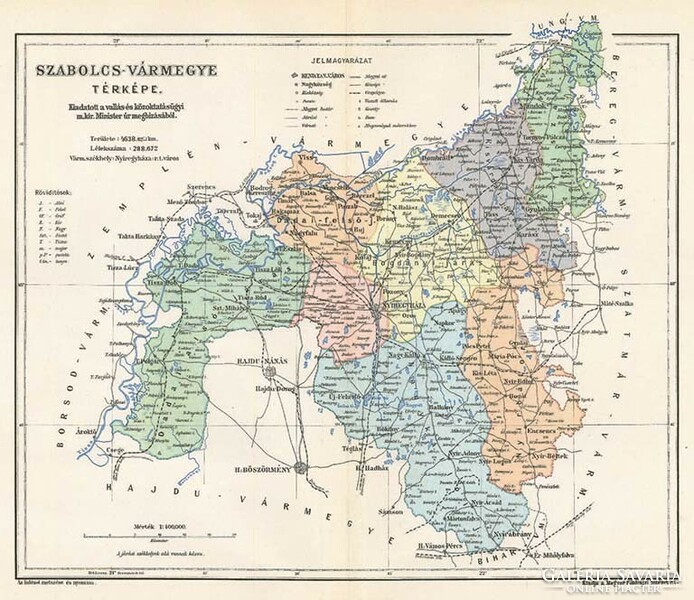 Map of Szabolcs county (reprint: 1905)