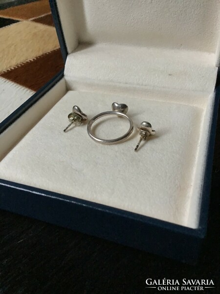 Old h.H.Nygaard Danish silver ring with earrings