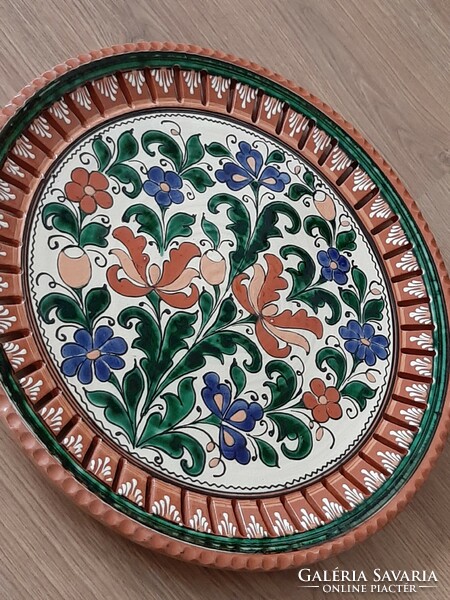 Mezőtúr ceramics tailor Lajos, lajosné ceramic wall plate, wonderful large size 42 cm in diameter