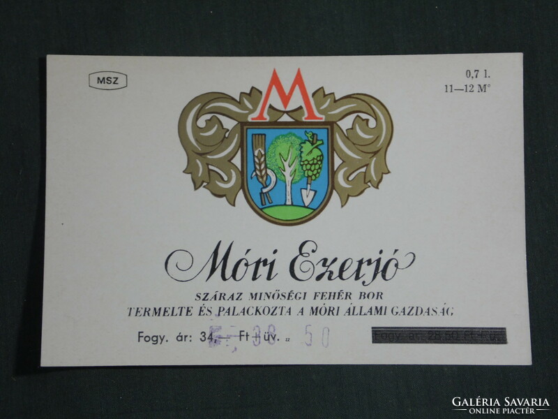 Wine label, Móri wine farm, Móri thousand-year-old white wine