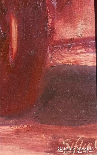 Siflis Géza szombathelyi festőművész festménye - Virágok vörösben