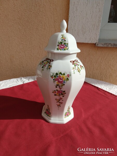 Large floral vase with a German lid: 31 cm high, perfect!