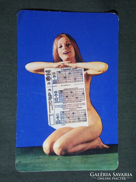 Kártyanaptár, Totó Lottó szerencsejáték, erotikus női akt modell 1973 ,   (2)