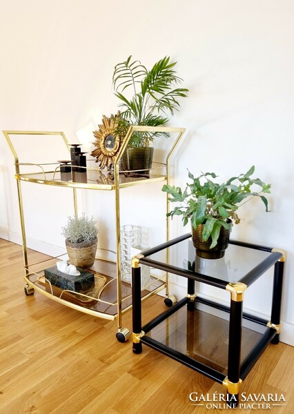 Mid-century black and gold side table, stackable