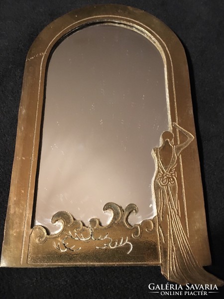 Antique Art Nouveau mini mirror! Nice goldsmith work! 14X8 cm!!