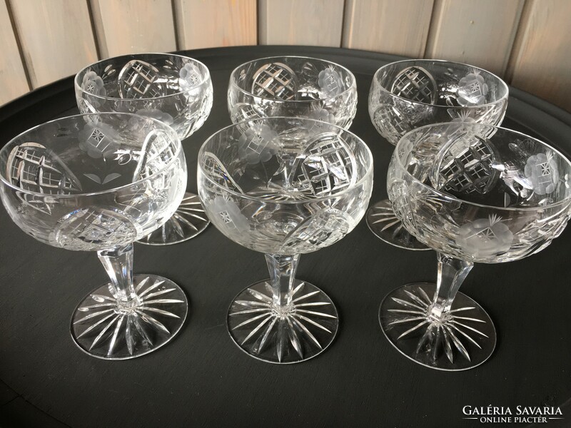 6 flawless crystal champagne glasses