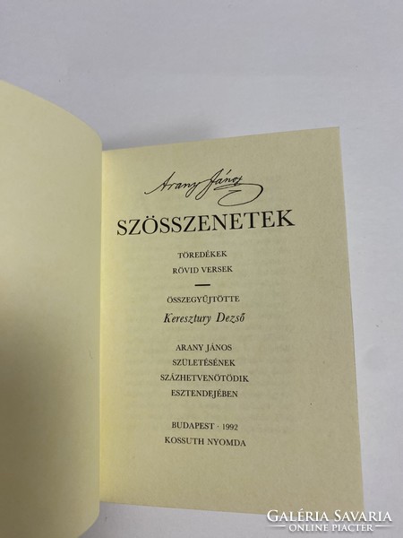 Minibook gold jános szösznetek, Budapest 1992. Kossuth Press