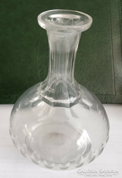 Old decanter pouring server serving glass pitcher wine liqueur polished 3 dl glass with stopper