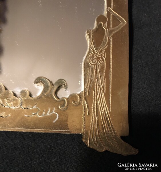 Antique Art Nouveau mini mirror! Nice goldsmith work! 14X8 cm!!