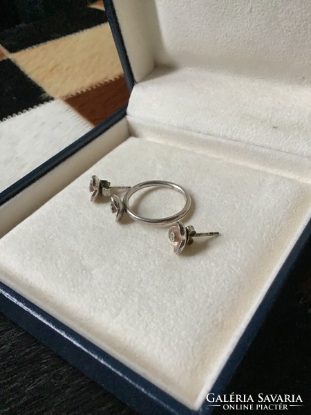 Old h.H.Nygaard Danish silver ring with earrings