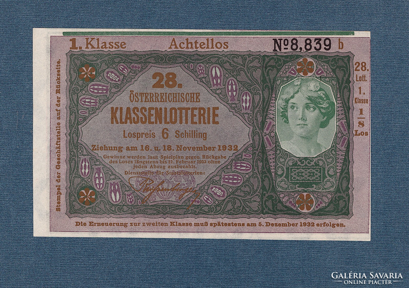 20 Crown Danube Republic money draft, class ticket with overprint unc