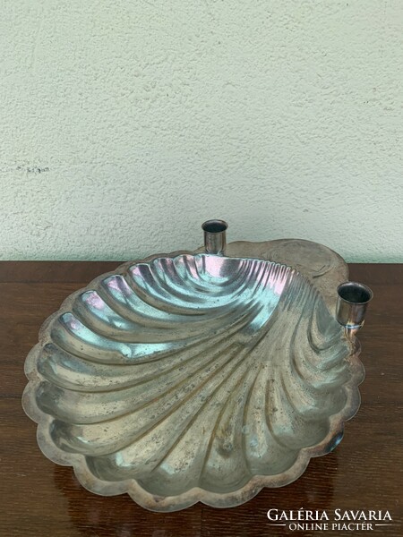 Sale / silver plated alpaca dish with candle holders 1930