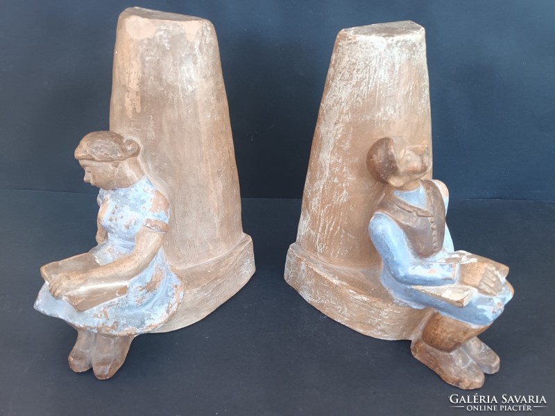 Pair of Artdeco stoneware ceramic bookends