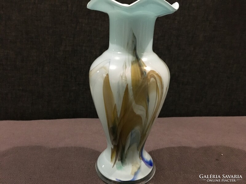 2 Murano turquoise vases with a beautiful marble pattern!! Flawless!!