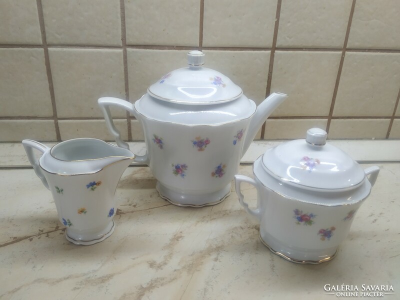 Zsolnay porcelain tea set for sale! Porcelain tea pot, sugar bowl, milk spout for sale!