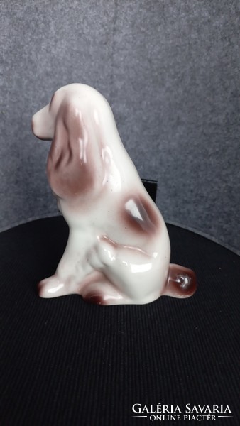 Hollóházi porcelán kutya, jelzett, sérülésmentes, 15 X 12 cm