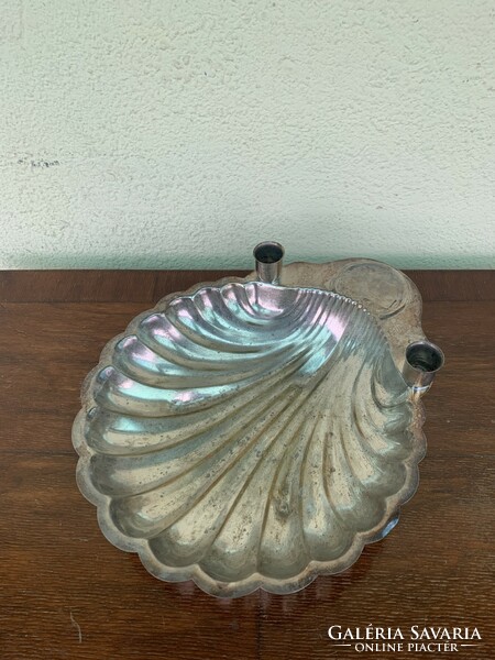 Sale / silver plated alpaca dish with candle holders 1930