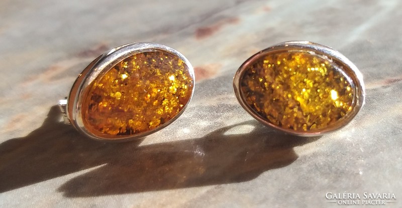 Amber. Earrings 1.4 cm