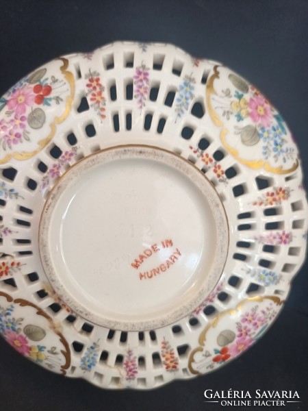 Antique Zsolnay openwork bowl jewelry holder