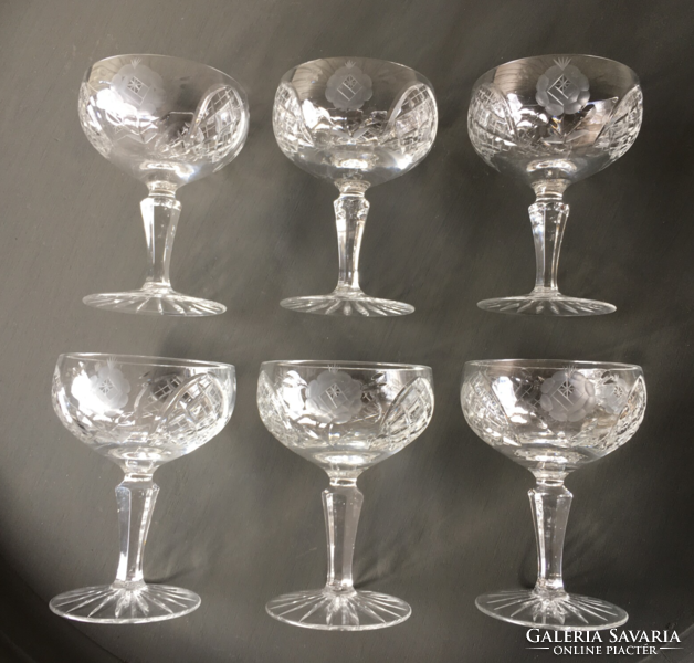 6 flawless crystal champagne glasses