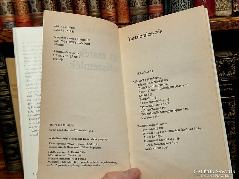 1964   -extra szép gyűjtői, boritós STUDINKA LÁSZLÓ: EGY MARÉK VADÁSZEMLÉK-- GONDOLAT