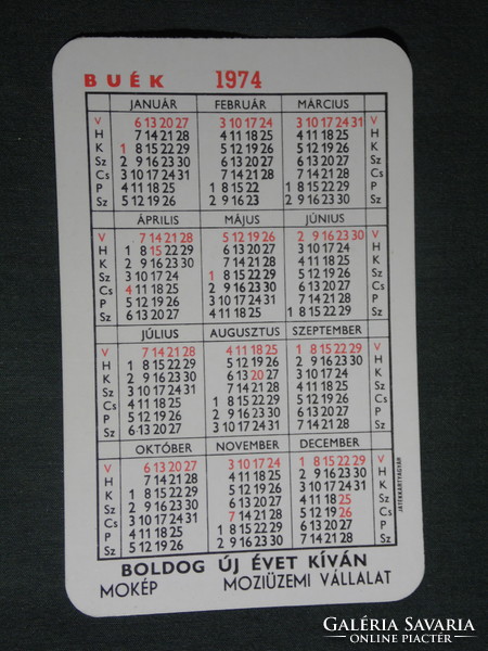 Card calendar, Mokép cinema, actor Sándor Oster, 1974, (2)