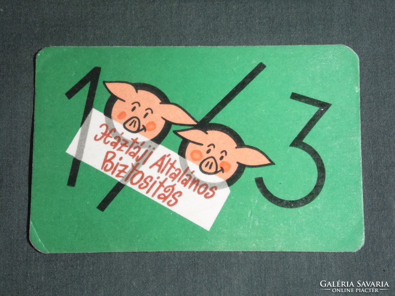 Card calendar, state insurance, backyard insurance, graphic artist, pig, 1963, (2)