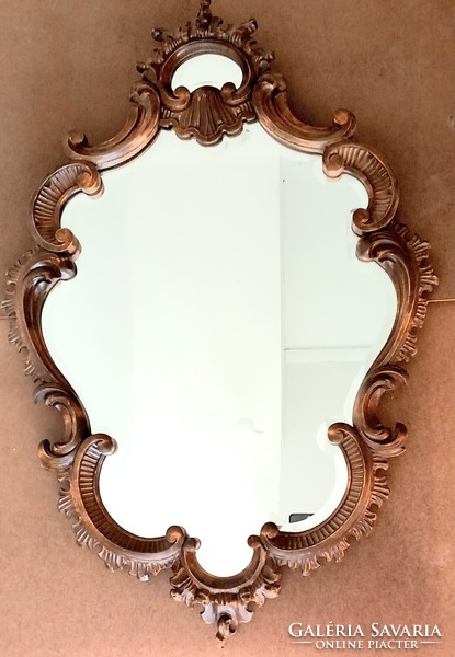 Eredeti Barokk faragott fa fazettás tükör ALKUDHATÓ
