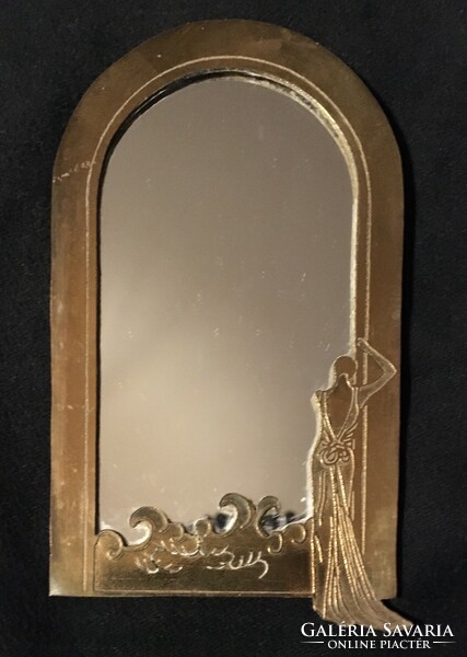 Antique Art Nouveau mini mirror! Nice goldsmith work! 14X8 cm!!