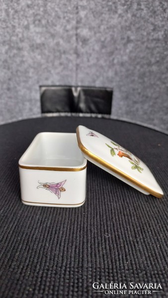 Herend vintage rothschild pattern rectangular bonbonier/trinket box, hand painted